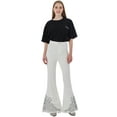 thumbnail image 2 of Anna-Kaci Women's Retro Flared Jeans High Waist Star Printed Long Denim Bell Bottom Jeans, Off White, X-Large, 2 of 3