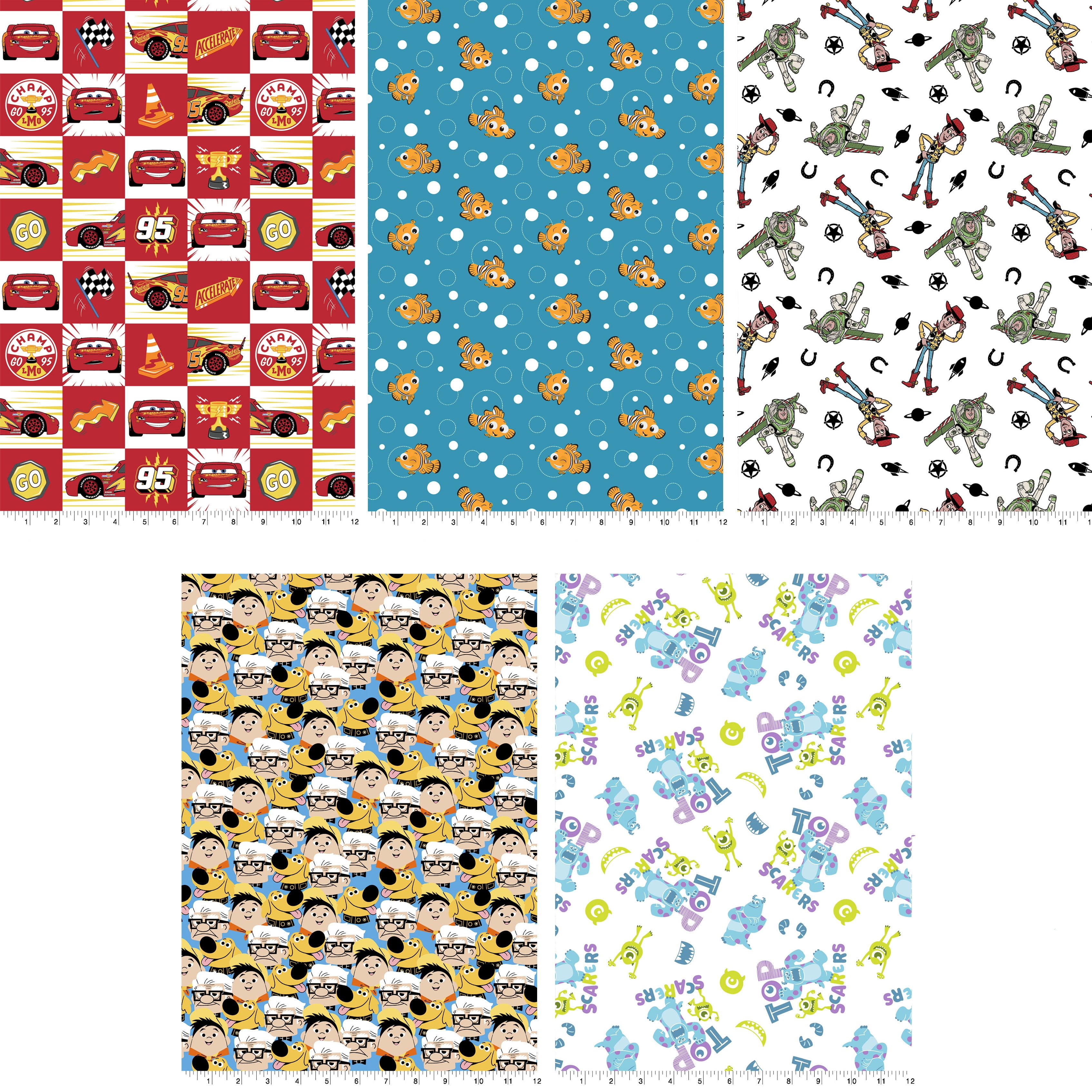 Springs Creative Cotton 21" Disney Pixar Assorted Fat Quarter Bundle, 5 Pieces