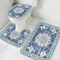 thumbnail image 3 of Blue Boho Bath Mat 3 Piece Bathroom Rug Set, Farmhouse Bohemian Medallion Oriental Flower Non Slip Bath Rug Contour Mat and Toilet Lid Cover, Absorbent Shower Mats Soft Bath Rugs and Mats Sets, 3 of 8