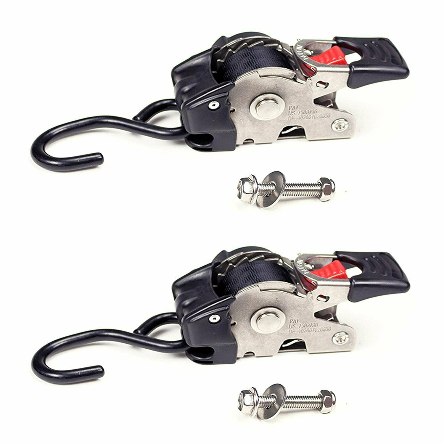 2 Pack Quick n Easy AutoRetract Strap Transom Tie DownsStainless Steel... 