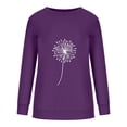 thumbnail image 5 of Elainilye Fashion Shirts for Women Round Neck Long Sleeve T-Shirt Printing Loose Sweatshirt Blouse Tops,Purple, 5 of 6
