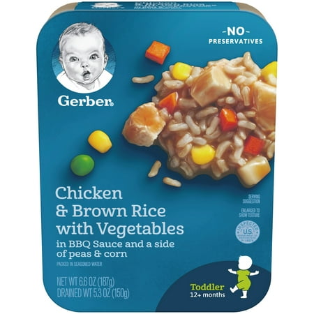 Gerber Lil' Entrees, Chicken and Brown Rice with Vegetables in BBQ Sauce with Peas and Corn, 6.6 oz