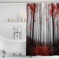 thumbnail image 3 of Red Forest Shower Curtain, Waterproof Shower Curtains for Bathroom, Vintage Foggy Woods Tree Mysterious Washable Fabric Bathtub Curtain Set Bath Decor with 12 Hooks Stall 36"x72", 3 of 8