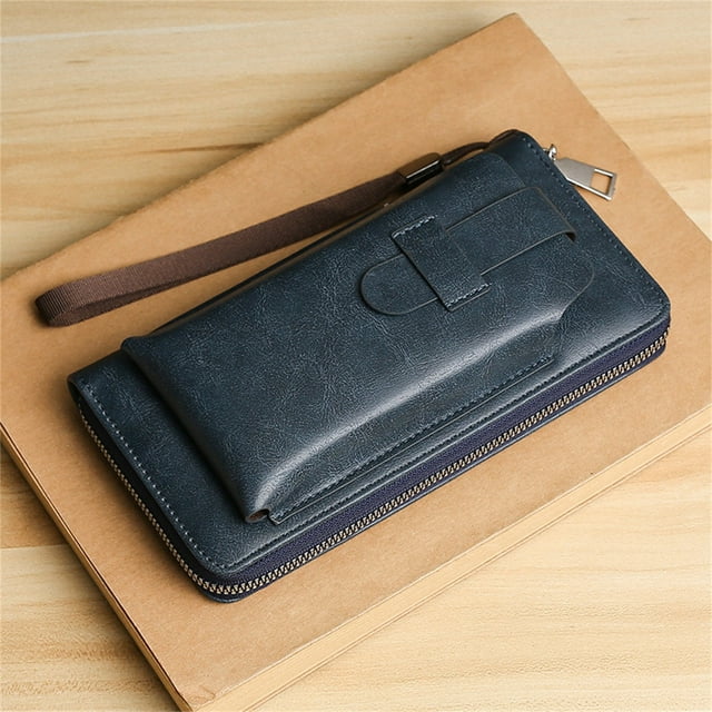 Xihbxyly Cartera de Cuero con Cremallera, Diseño de Gran Capacidad, Múltiples Tarjeteros, Cuero Suave y Cómodo, Cierre de Cremallera Seguro, Ideal para Uso Diario, Viajes de Negocios, 19,5 X 10,5 X 3