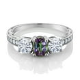 thumbnail image 2 of Gem Stone King 925 Sterling Silver 3-Stone Ring Mystic Topaz Moissanite(2.12 Cttw) (Size 6), 2 of 4