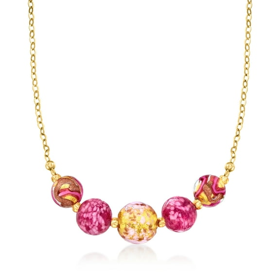 Ross-Simons Italian Multicolored Murano Glass Bead Necklace in 18kt Gold Over Sterling, Women's, Adult
