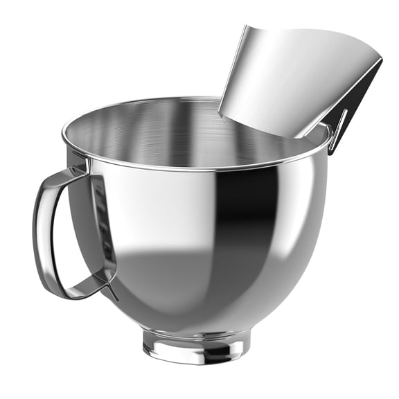 GVODE 5 Quart Stainless Steel Bowl and Pouring Chute Set for KitchenAid 4.5-5 Qt Tilt-Head Mixers