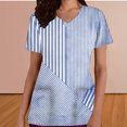 thumbnail image 5 of cocolona Scrubs for Women, V Neck Short Sleeve Scrubs Tops Fashion Casual Stripe Print Workwear T-shirts Work Uniform with Pockets, 5 of 5
