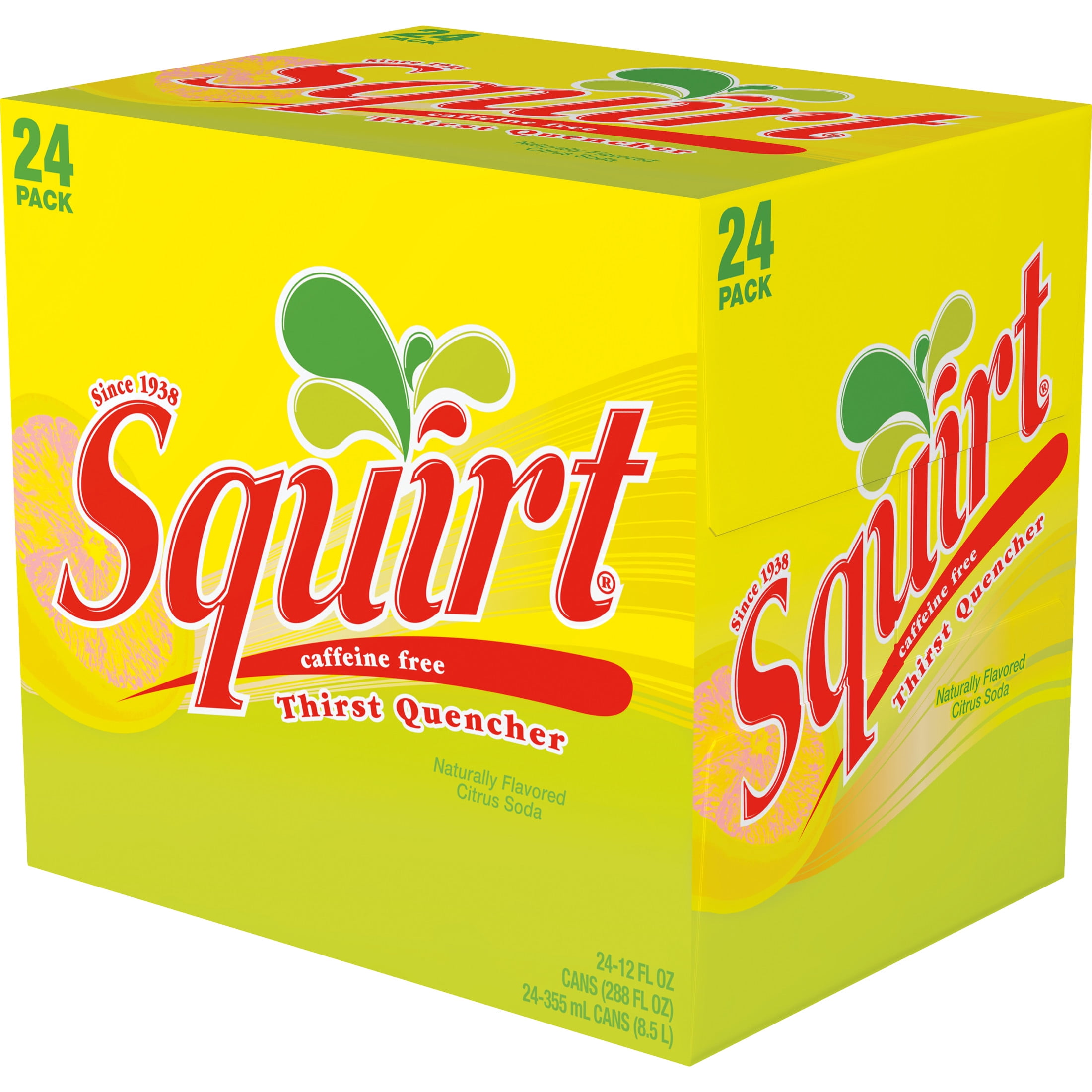 Squirt Caffeine Free Grapefruit Soda Pop, 12 fl oz, 24 Pack Cans