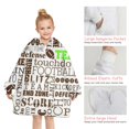 thumbnail image 6 of Green Brown Football Words Pattern Blanket Hoodies for Kids 6-13YR Oversize Wearable Blanket Hoodies for Boys Girls Teens, 6 of 7