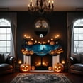 thumbnail image 7 of Halloween Fireplace Table Runner - Spooky Pumpkin Castle Mantel Scarf with Jack-O'-Lanterns, Bats,Moon - No Assembly Needed Gothic Halloween Decorations for Fireplace,Table,Shelf - Dark Blue Backdrop, 7 of 7