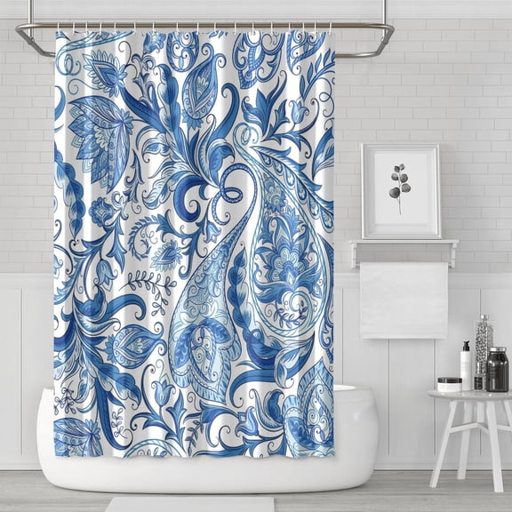 Decorative Paisley Print Shower Curtain Elegant Classic Boho Vintage Waterproof Bath Curtain 72x72 Inch Fade-Resistant Fabric