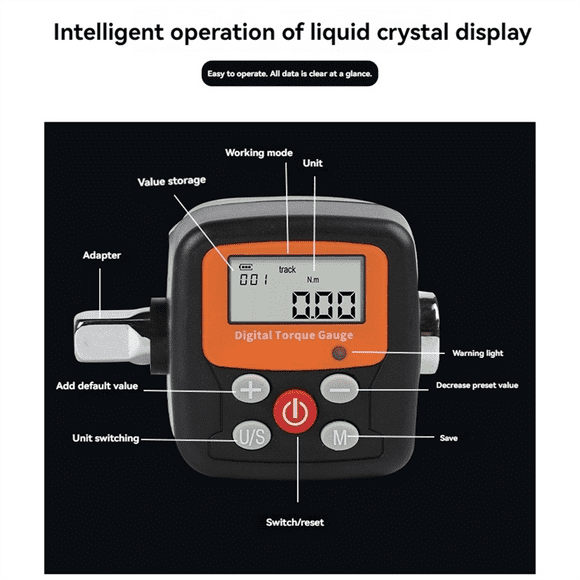 Digital Torque Gauge Torque Wrench Tester with LED Display Digital Torque Wrench Adapter for Car Bicycle Repair B