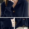 thumbnail image 4 of FRSASU Women's Sweaters Lightweight Fall Winter Casual Long Sleeve Crewneck Button up Coats Navy, 4 of 8