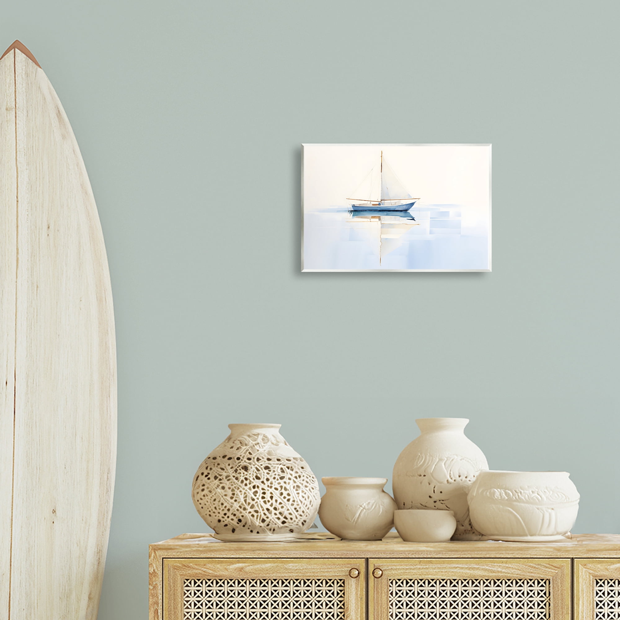 Stupell Industries Reflective Sails View Nautical & Beach Painting Unframed Art Print Wall Art, 15 x 10