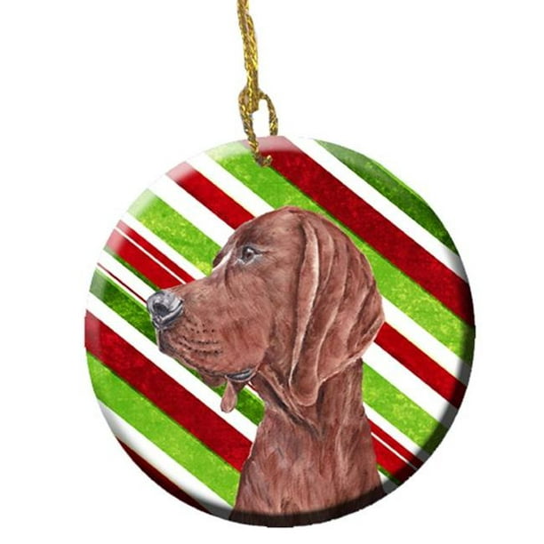 Carolines Treasures SC9803CO1 Redbone Coonhound Candy Cane Ornement en Céramique de Noël