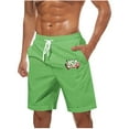 thumbnail image 2 of Vibrex Men's Shorts, Men Casual Fashion Print Shorts With Pockets Elastic Waist Beach Pants,Men's Shorts with Zipper Pockets Green_2XL, 2 of 5