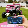 thumbnail image 3 of Xuanlur 12V 4.5AH Ride on UTV for Kids, Electric Car w/Parents Control & App Control, 25W*2 Motors Battery Powered w/Slow Start, Swing Function, Lights, Music, Ride on Toy for Kids Aged 3-6, Pink, 3 of 7