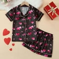thumbnail image 7 of Baby Girl Clothes Kids Fashion Short Sleeve Prints Tops T Shirt Shorts Outfits Baby Girl Outfit Black 1 Years-2 Years, 7 of 7