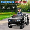 thumbnail image 7 of MUKIDY Electric Police Car for Kids, 12 Volt Kids Ride on Toys w/ Music, Megaphone, Remote, Bluetooth - Black, 7 of 7