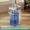 thumbnail image 6 of JOYMOOP Mop and Bucket with Wringer Set, White Flat Squeeze Mop Bucket Set for Floor Cleaning, Wet Dry Mops for Walls, Wall Cleaner with Long Handle, Hardwood Floor Mop-5 Microfiber Cloths, 6 of 17