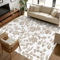 thumbnail image 2 of 5x7 Area Rugs, Khaki Flower Non-Skid Rubber Backing Large Rectangle Rugs - Living Room Bedroom Home Office, Vintage Farmhouse Boho Leaf Spring Plant Indoor Floor Mat Carpets Washable Rug, 2 of 9