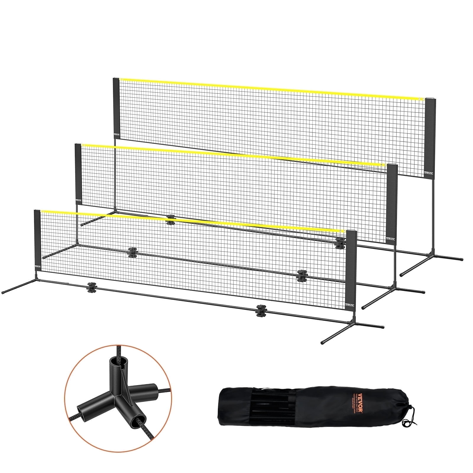 VEVOR Badminton Net, Height Adjustable Badminton Net, 14ft Wide Foldable Badminton Net, Portable Easy Setup Badminto Net Set with Poles, Stand and Carry Bag, for Kids Backyard Game Indoor Outdoor Use