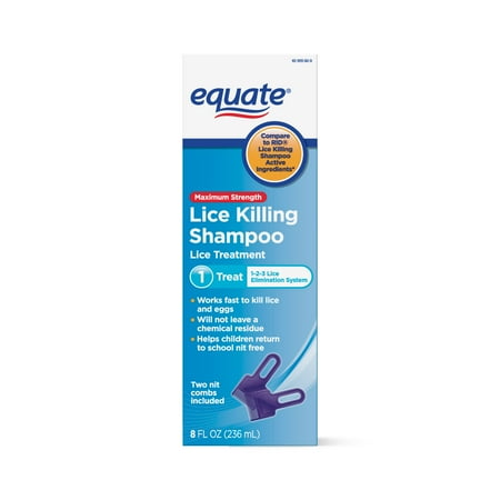 Equate Maximum Strength Lice Killing Shampoo, 8 Fl Oz