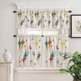thumbnail image 2 of 3 Piece Kitchen Curtains and Valances Set Green Yellow Diamond Cafe Curtains 36 Inch Length Modern Geometric Middle Century Beige Valance & Tier Curtain for Living Room Bedroom 54"x18"+27"x36"*2, 2 of 6