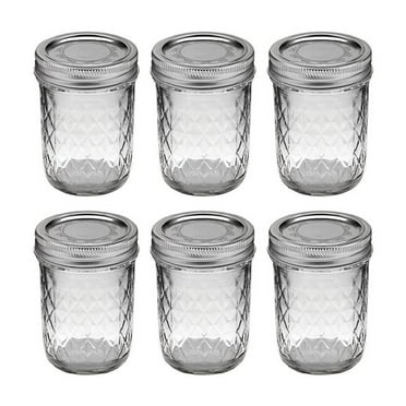 Ball Quilted Crystal Jelly Jars Glass Regular Mouth with Lids Bands 8 oz, 6-Pack