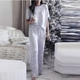thumbnail image 2 of Seductiva Clothing Items women's pajama sets Women Printed Sleepwear Round Neck Short Sleeve Tops with Long Pants Pajama Set, 2 of 9
