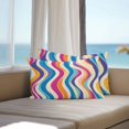 thumbnail image 4 of Outdoor Pillow Cover Pink Purple Yellow Stripes Set of 2 Waterproof Throw Pillowcases Abstract Art Decorative Patio Furniture Pillows for Couch Garden Indoor & Outdoor Use, 4 of 9