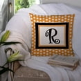 thumbnail image 3 of Letter R Initial Monogram - Orange Polkadots Fabric Decorative Pillow, 3 of 4