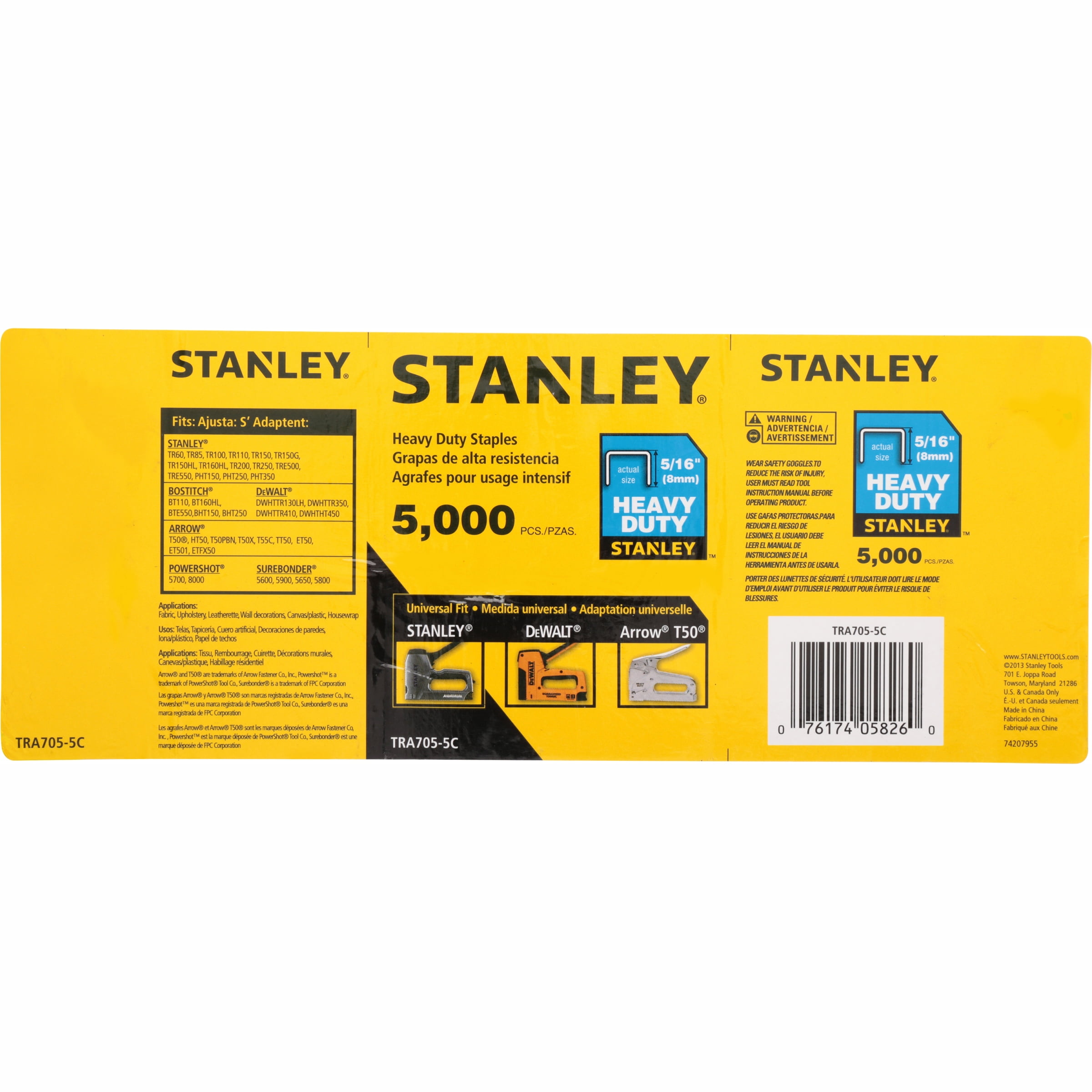 Stanley Tools 9422007 Flat Heavy Duty Crown Staple, 0.312 in. - Pack of 5000