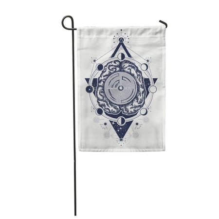 SIDONKU Brain and Labyrinth Tattoo Symbol of Psychology Philosophy Creativity Garden Flag Decorative Flag House Banner 12x18 inch