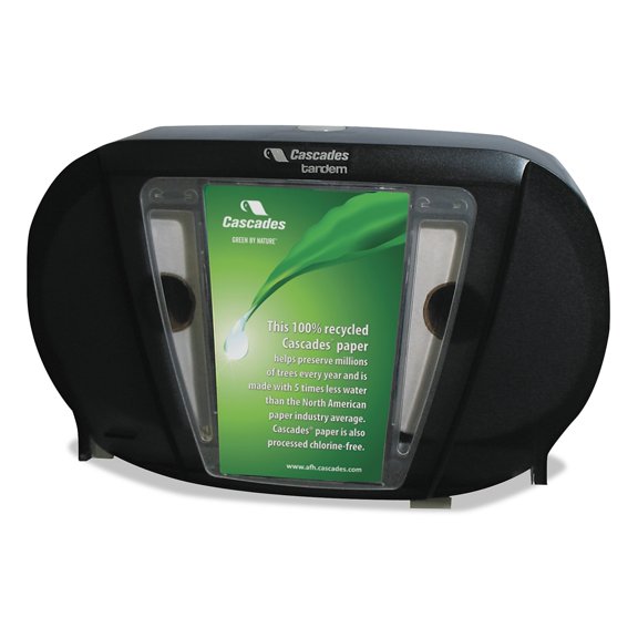 Cascades® Tandem® X2S Side-By-Side High-Capacity Bath Tissue Dispenser, Black