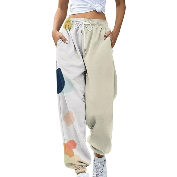 Pavied Sweatpants Women Joggers for Women Fashion Loose Sequins Pumpkin Floral Casual Pants Side Pockets Drawstring Casual Pants Drawstring Lounge Pants Work Pants Women Beige XL