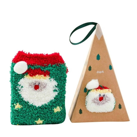 

Cute 3D Animal Socks With Gift Box Coral Fleece Socks Winter Thickened Cartoon Embroidery Floor Christmas Socks