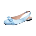 thumbnail image 2 of IEMIEMIEM Women's Slingback Flats Bow Comfortable Square Toe Flats for Women Dressy Slip On Casual Work Office Party Flats Dress Shoes Light Blue 9 Wide, 2 of 3