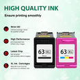 thumbnail image 7 of 63 63XL Ink Cartridges Compatible for HP Ink 63 for OfficeJet 3830 4650 5255 5200 Envy 4520 4512 Printer (Black Tri-color), 7 of 7