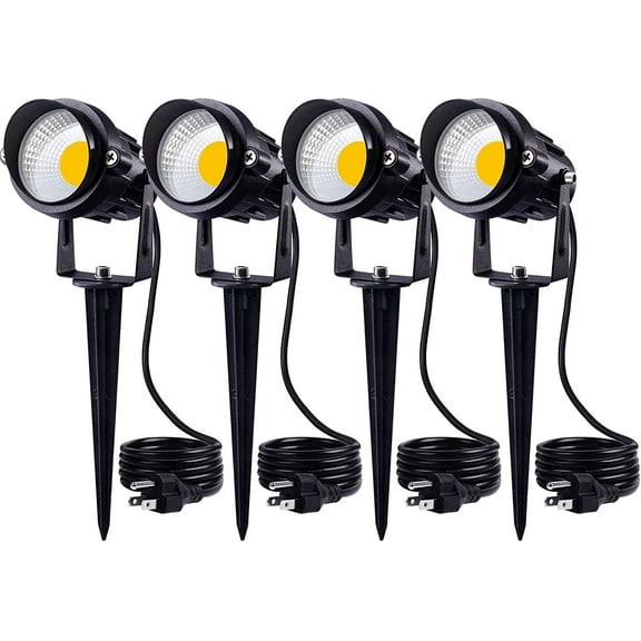 SUNVIE Spotlight Outdoor 12W 120V LED Landscape Lighting with Spiked Stake for Garden, 4 Pack