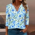 thumbnail image 2 of CYMMPU Floral Pattern V Neck Blouses for Women Dressy Casual Spring Tops 3/4 Sleeve Loose Fit Tunic Tops Fall Trendy Shirts Business Elegant Work Tops T-Shirts Multicolor XXL, 2 of 5