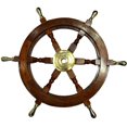 thumbnail image 2 of Ship Wheel Ships Steering Wheel Nautical Wheel Wood Wheel Ships Wheel Vintage Nautical Decor Nautical Furniture Nautical Antiques Nautical Art - With Brass Handle (18 Inch), 2 of 2