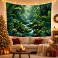 thumbnail image 3 of Tropical Jungle Stream with Lush Foliage in Misty Forest, Mystical Boho for Plant Lovers, Nature Lover Wall Art, Housewarming Gift, Tapestry Wall Hanging for Bedroom and Dorm, 3 of 7
