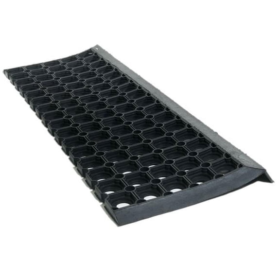 HomeRoots 576947 Modern 10 x 30 in. Black Rubber Outdoor Door Mat