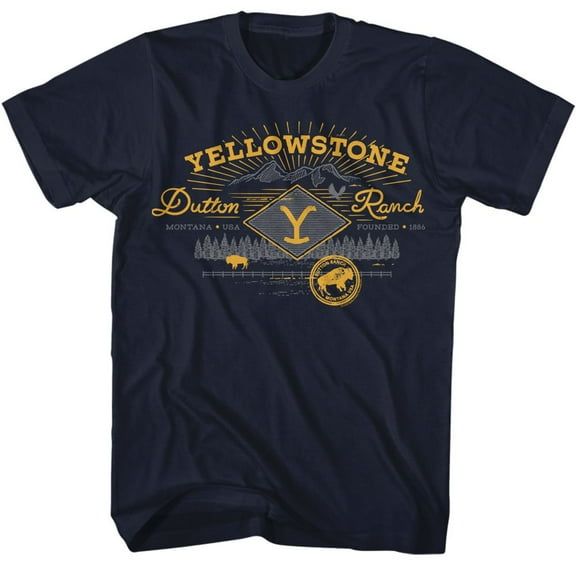 Yellowstone Mountain Range Navy T-Shirt