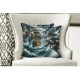 thumbnail image 5 of Ambesonne Cat Throw Pillow Cover Pack of 2, Stormy Ocean Pirate Kitty Ship, 2 Pcs-26"x26", Dark Slate Blue and Amber, 5 of 5