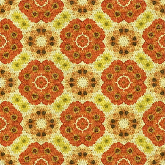 Ahgly Company Indoor Square Patterned Orange Red Orange Area Rugs, 7' Square