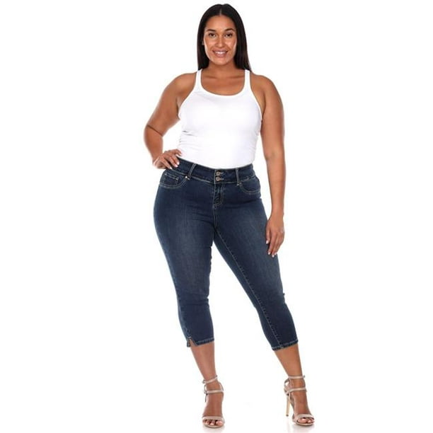 PS553-05-20 Women Plus Size Capri Jeans - Dark Blue Mark - Size 20 