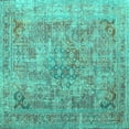 thumbnail image 1 of Ahgly Company Machine Washable Indoor Square Abstract Turquoise Blue Contemporary Area Rugs, 8' Square, 1 of 4
